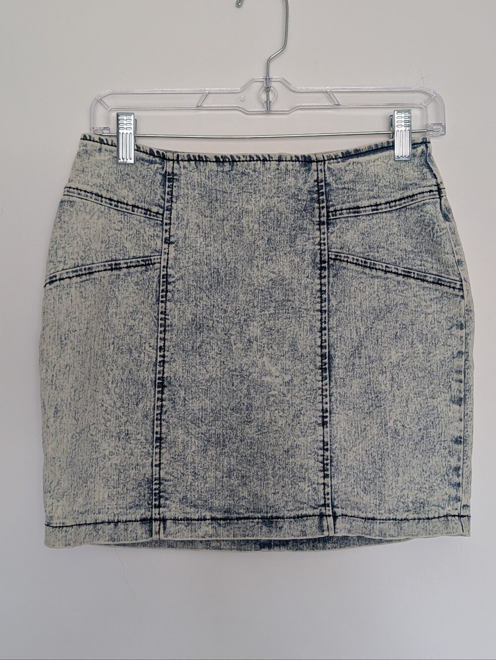 Washed Grey Denim Y2K Mini Skirt